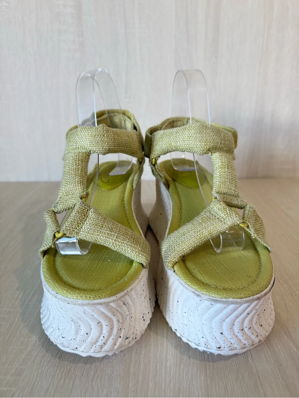 Circus NY by Sam Edelman Platform Sport Sandals Lime Green Wedge Hook & Loop 8.5